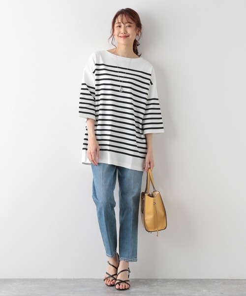 GLOBAL WORK（グローバルワーク）の「バスクボーダーチュニック6分袖/ 951582（Tシャツ/カットソー・レディース・その他/ブルー系その他・FREE）」の13枚目の写真