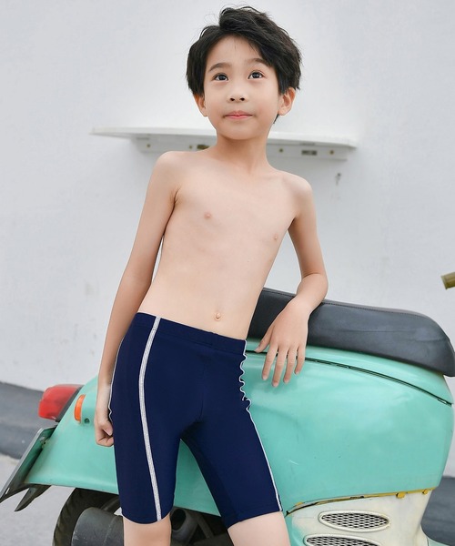 セール】キッズ水着 サイドラインスクールスイムパンツ+スイムキャップ