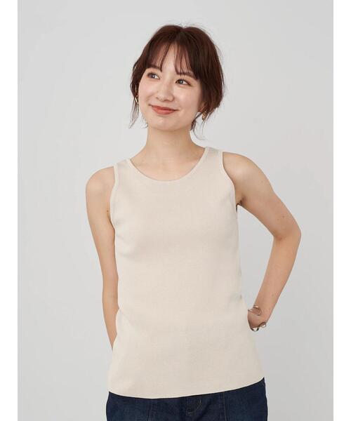 earth music&ecology（アースミュージックアンドエコロジー）の「アメスリニットタンクトップ ＊（タンクトップ・レディース・ブラウン/ホワイト系その他2/ベージュ・L/S/M）」の7枚目の写真
