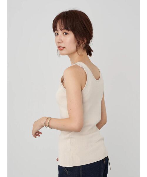 earth music&ecology（アースミュージックアンドエコロジー）の「アメスリニットタンクトップ ＊（タンクトップ・レディース・ブラウン/ホワイト系その他2/ベージュ・L/S/M）」の8枚目の写真
