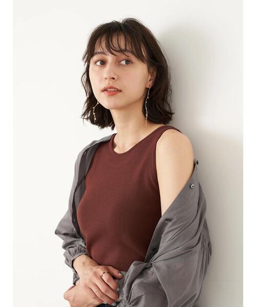 earth music&ecology（アースミュージックアンドエコロジー）の「アメスリニットタンクトップ ＊（タンクトップ・レディース・ブラウン/ホワイト系その他2/ベージュ・L/S/M）」の10枚目の写真