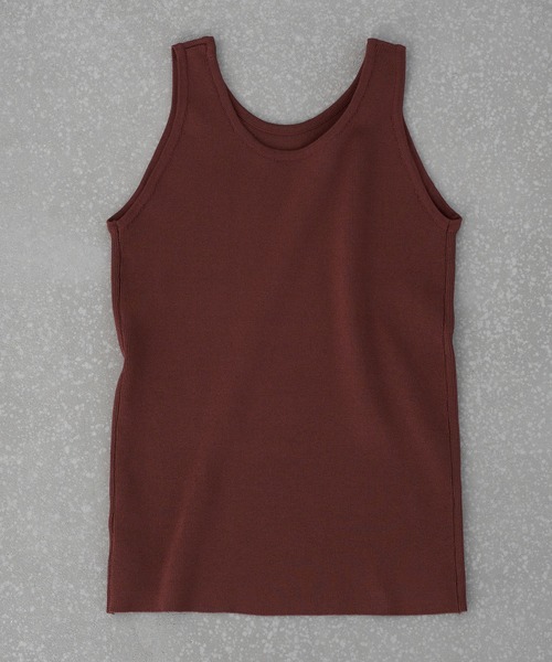 earth music&ecology（アースミュージックアンドエコロジー）の「アメスリニットタンクトップ ＊（タンクトップ・レディース・ブラウン/ホワイト系その他2/ベージュ・L/S/M）」の3枚目の写真