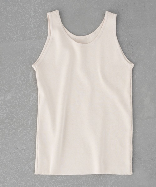 earth music&ecology（アースミュージックアンドエコロジー）の「アメスリニットタンクトップ ＊（タンクトップ・レディース・ブラウン/ホワイト系その他2/ベージュ・L/S/M）」の2枚目の写真