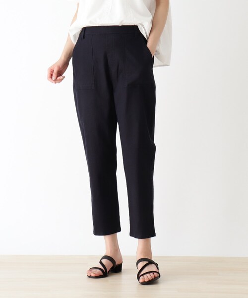 SHOO・LA・RUE（シューラルー）の「◆【SS-4L】ひんやり麻混ストレッチベイカーパンツ（その他パンツ・レディース・カーキ/サンドベージュ/ダークネイビー・10/01/02/03/04/05/06）」の3枚目の写真
