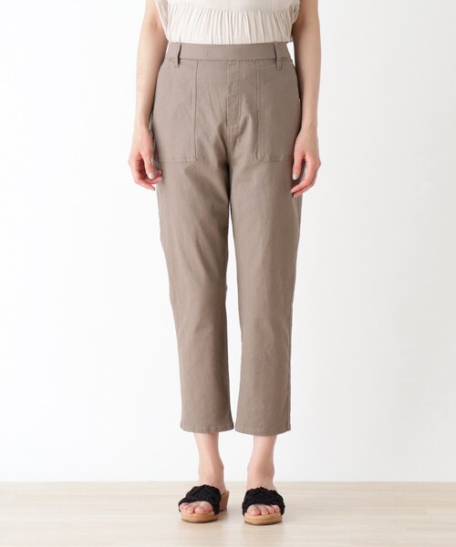 SHOO・LA・RUE（シューラルー）の「◆【SS-4L】ひんやり麻混ストレッチベイカーパンツ（その他パンツ・レディース・カーキ/サンドベージュ/ダークネイビー・10/01/02/03/04/05/06）」の6枚目の写真