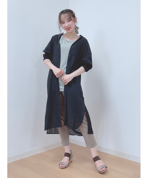 SHOO・LA・RUE（シューラルー）の「◆【SS-4L】ひんやり麻混ストレッチベイカーパンツ（その他パンツ・レディース・カーキ/サンドベージュ/ダークネイビー・10/01/02/03/04/05/06）」の10枚目の写真