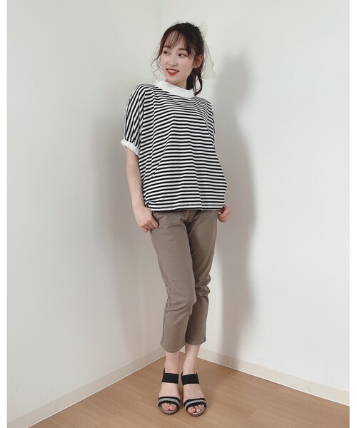 SHOO・LA・RUE（シューラルー）の「◆【SS-4L】ひんやり麻混ストレッチベイカーパンツ（その他パンツ・レディース・カーキ/サンドベージュ/ダークネイビー・10/01/02/03/04/05/06）」の8枚目の写真