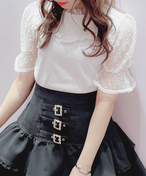 ROJITA（ロジータ）の「シアードットパフスリーブトップス（Tシャツ/カットソー・レディース・ピンク/ホワイト/ブラック・FREE）」の8枚目の写真