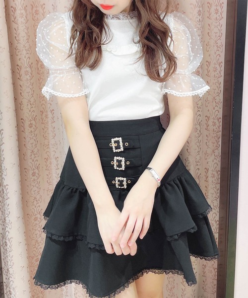 ROJITA（ロジータ）の「シアードットパフスリーブトップス（Tシャツ/カットソー・レディース・ピンク/ホワイト/ブラック・FREE）」の12枚目の写真