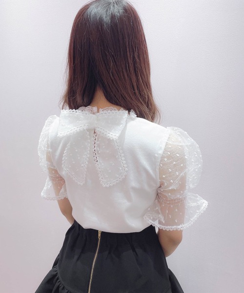 ROJITA（ロジータ）の「シアードットパフスリーブトップス（Tシャツ/カットソー・レディース・ピンク/ホワイト/ブラック・FREE）」の13枚目の写真