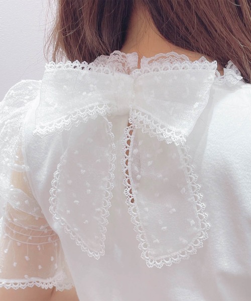 ROJITA（ロジータ）の「シアードットパフスリーブトップス（Tシャツ/カットソー・レディース・ピンク/ホワイト/ブラック・FREE）」の14枚目の写真