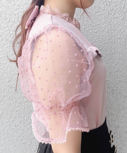 ROJITA（ロジータ）の「シアードットパフスリーブトップス（Tシャツ/カットソー・レディース・ピンク/ホワイト/ブラック・FREE）」の17枚目の写真