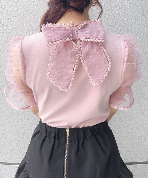 ROJITA（ロジータ）の「シアードットパフスリーブトップス（Tシャツ/カットソー・レディース・ピンク/ホワイト/ブラック・FREE）」の18枚目の写真