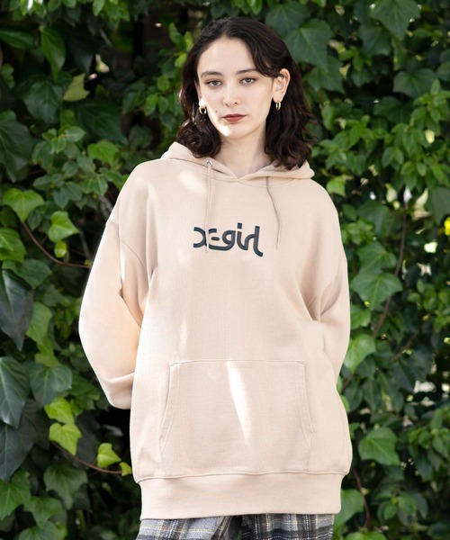 X-girl（エックスガール）の「THICK RUBBER MILLS LOGO SWEAT HOODIE（パーカー・レディース・ライトブルー/ブラック/ベージュ/パープル・S/M/L/XL）」の3枚目の写真