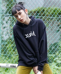 X-girl | THICK RUBBER MILLS LOGO SWEAT HOODIE(パーカー)