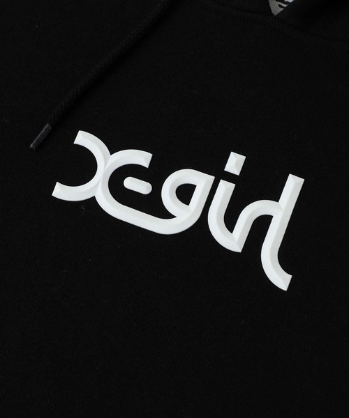 X-girl（エックスガール）の「THICK RUBBER MILLS LOGO SWEAT HOODIE（パーカー・レディース・ライトブルー/ブラック/ベージュ/パープル・S/M/L/XL）」の13枚目の写真