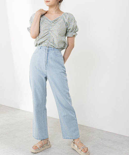 OLIVE des OLIVE（オリーブデオリーブ）の「多幸感クロップド胸くしゅブラウス（シャツ/ブラウス・レディース・ブラウン/オフホワイト/サックスブルー・FREE）」の15枚目の写真