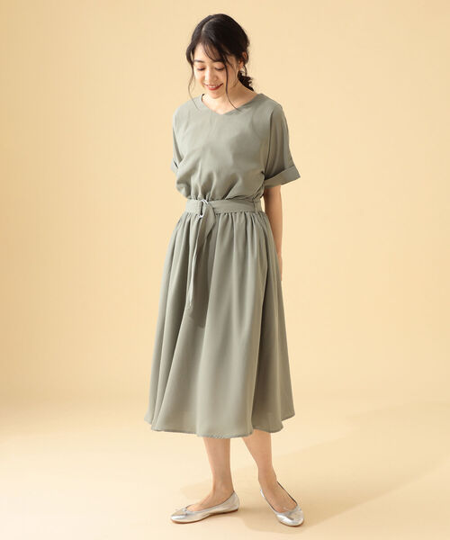 ドルマンワンピース ワンピース Beams Heart ワンピース Vネック Heart ビームスハート のファッション Beams ベルト付き Vネック Beams