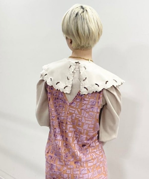 Ray BEAMS（レイビームス）の「Ray BEAMS / フェイクレザー カットワーク 付け襟（付け襟・レディース・ブラック/ナチュラル・ONE SIZE）」の14枚目の写真