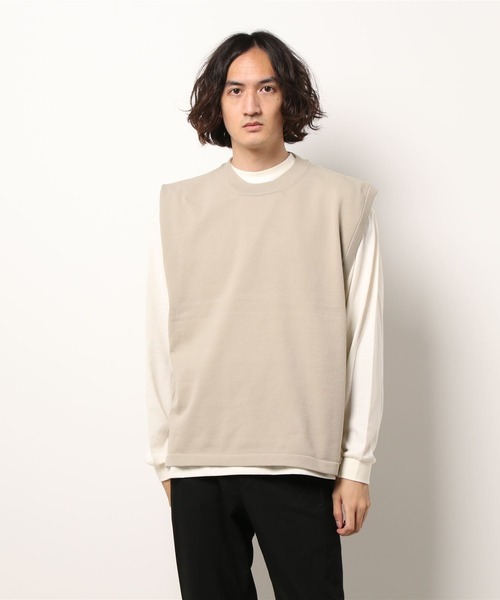 CRAFT STANDARD BOUTIQUE(クラフトスタンダードブティック)の「ライトニットベスト+長袖カットTEE *(ベスト・メンズ・ブラック/ベージュ/グレー・M/L)」の3枚目の写真