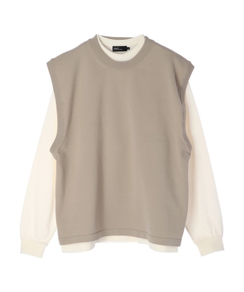 CRAFT STANDARD BOUTIQUE(クラフトスタンダードブティック)の「ライトニットベスト+長袖カットTEE *(ベスト・メンズ・ブラック/ベージュ/グレー・M/L)」の4枚目の写真