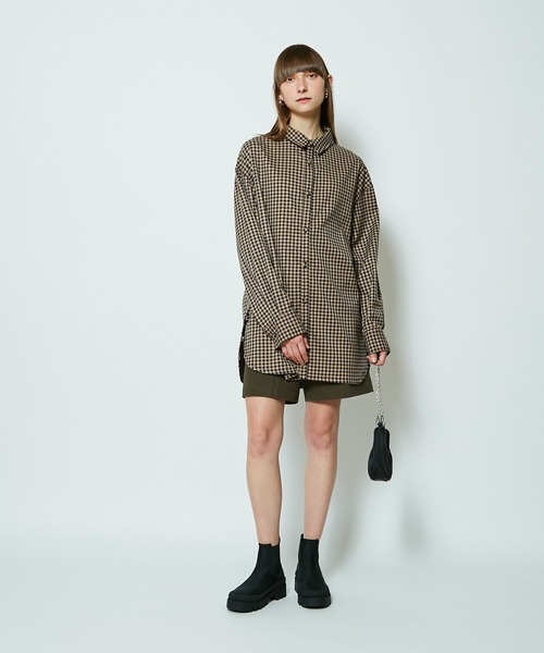 SUPERTHANKS（スーパーサンクス）の「【SUPERTHANKUS/スーパーサンクス】COVERED BUTTON LONG SHIRT/カバードロングシャツ（シャツ/ブラウス・レディース・グレー/モカ・SMALL）」の14枚目の写真