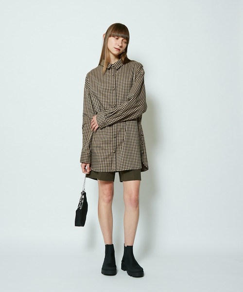 SUPERTHANKS（スーパーサンクス）の「【SUPERTHANKUS/スーパーサンクス】COVERED BUTTON LONG SHIRT/カバードロングシャツ（シャツ/ブラウス・レディース・グレー/モカ・SMALL）」の6枚目の写真