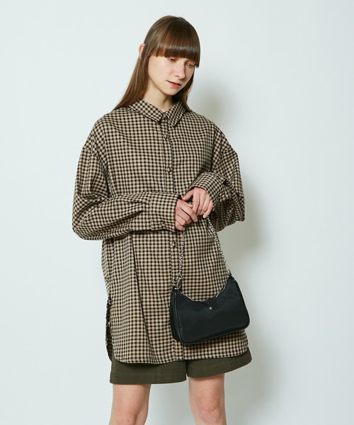 SUPERTHANKS（スーパーサンクス）の「【SUPERTHANKUS/スーパーサンクス】COVERED BUTTON LONG SHIRT/カバードロングシャツ（シャツ/ブラウス・レディース・グレー/モカ・SMALL）」の10枚目の写真