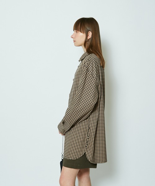 SUPERTHANKS（スーパーサンクス）の「【SUPERTHANKUS/スーパーサンクス】COVERED BUTTON LONG SHIRT/カバードロングシャツ（シャツ/ブラウス・レディース・グレー/モカ・SMALL）」の5枚目の写真