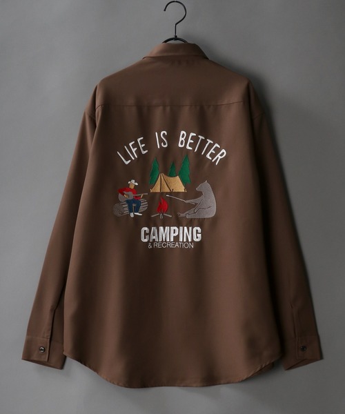 SITRY(シトリー)の「別注 Back stitch Regular collar shirt/バックステッチ レギュラーカラー トロミシャツ(シャツ/ブラウス・メンズ・ホワイト/チャコールグレー/ブラック/ベージュ/ブルー/ブラウン/ブルー系その他/グリーン/ブラック系その他/ベージュ系その他/ホワイト系その他/ホワイト系その他2/ブラック系その他2/ブラック系その他3・LL/M/L)」の1枚目の写真