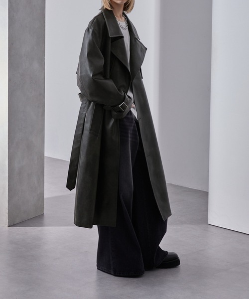 【新品】【Loose/ルース】ドレープオーバー  ハイネックトレンチコート M モードオーバー ハイネックトレンチコート（トレンチコート