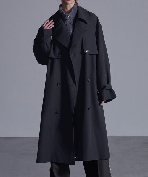 【新品】【Loose/ルース】ドレープオーバー ハイネックトレンチコート L Loose/ルース（ルース）の「モードオーバー ハイネックトレンチ