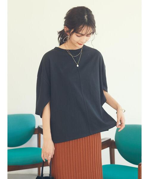 CRAFT STANDARD BOUTIQUE（クラフトスタンダードブティック）の「立体スリーブTシャツ　＊（Tシャツ/カットソー・レディース・ベージュ/ブラック/ブラウン・FREE）」の7枚目の写真