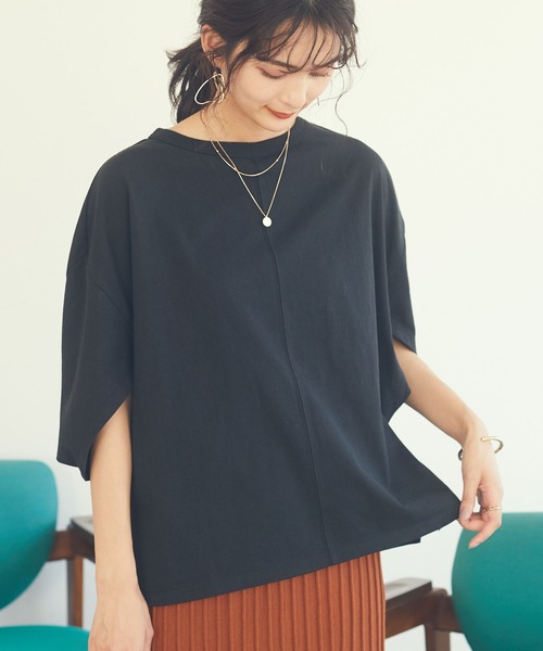 CRAFT STANDARD BOUTIQUE（クラフトスタンダードブティック）の「立体スリーブTシャツ　＊（Tシャツ/カットソー・レディース・ベージュ/ブラック/ブラウン・FREE）」の2枚目の写真