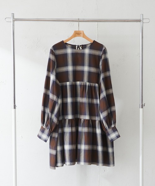 DISCOAT（ディスコート）の「オンブレチェックワンピース（ワンピース・レディース・ブラック/ブラウン・FREE）」の11枚目の写真