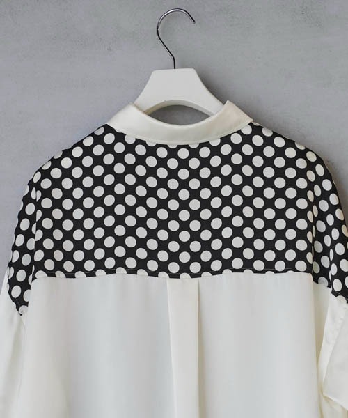 lautreamont BLEUBLANC（ロートレアモンブルーブラン）の「<lautreamont BLEUBLANC>バイカラードットシャツ≪洗濯機で洗える≫（シャツ/ブラウス・レディース・ブラック系その他/アイボリー・9号）」の7枚目の写真