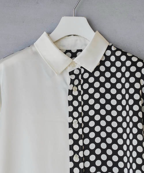 lautreamont BLEUBLANC（ロートレアモンブルーブラン）の「<lautreamont BLEUBLANC>バイカラードットシャツ≪洗濯機で洗える≫（シャツ/ブラウス・レディース・ブラック系その他/アイボリー・9号）」の5枚目の写真