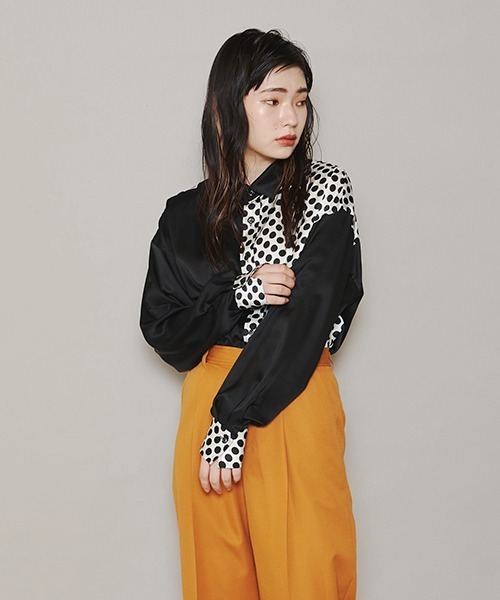 lautreamont BLEUBLANC（ロートレアモンブルーブラン）の「<lautreamont BLEUBLANC>バイカラードットシャツ≪洗濯機で洗える≫（シャツ/ブラウス・レディース・ブラック系その他/アイボリー・9号）」の19枚目の写真