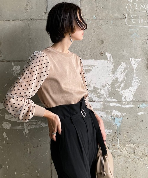 deux amour(ドゥーザムール)の「袖ドットカットソー(Tシャツ/カットソー・レディース・ブラック/ベージュ・MEDIUM)」の20枚目の写真