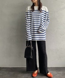 JEANS FACTORY Clothes | [Jeans Factory Clothes/ジーンズファクトリークローズ] 天竺ビッグシルエット ナバルボーダーバスクTシャツ(Tシャツ/カットソー)