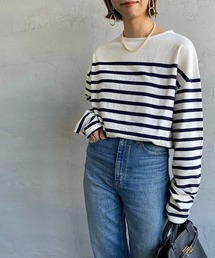 JEANS FACTORY Clothes | [Jeans Factory Clothes/ジーンズファクトリークローズ] 天竺ビッグシルエット ナバルボーダーバスクTシャツ(Tシャツ/カットソー)
