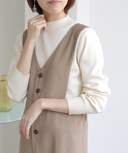 HER CLOSET（ハークローゼット）の「【shemoshelly】WEB限定プチハイネックベーシックニットプルオーバー（ニット/セーター・レディース・ブラック/ダークグリーン/ブラウン/ブルー/アイボリー/グレイッシュベージュ・M）」の12枚目の写真