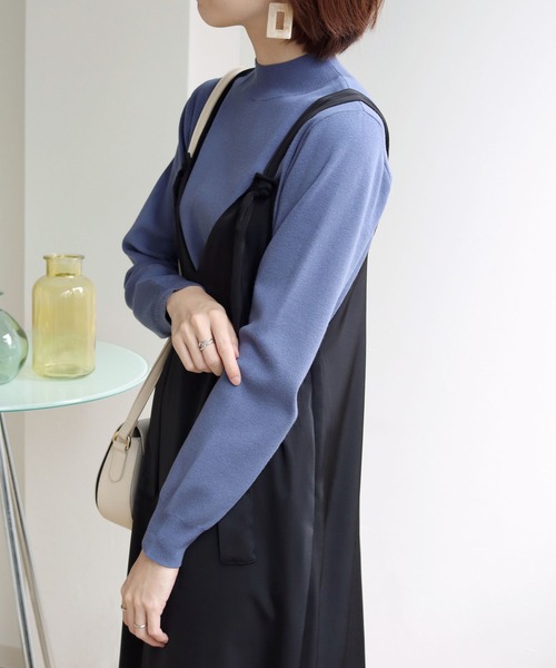 HER CLOSET（ハークローゼット）の「【shemoshelly】WEB限定プチハイネックベーシックニットプルオーバー（ニット/セーター・レディース・ブラック/ダークグリーン/ブラウン/ブルー/アイボリー/グレイッシュベージュ・M）」の20枚目の写真