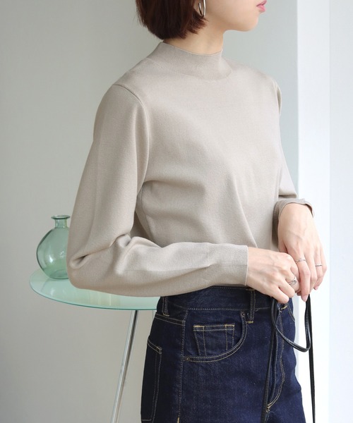 HER CLOSET（ハークローゼット）の「【shemoshelly】WEB限定プチハイネックベーシックニットプルオーバー（ニット/セーター・レディース・ブラック/ダークグリーン/ブラウン/ブルー/アイボリー/グレイッシュベージュ・M）」の9枚目の写真
