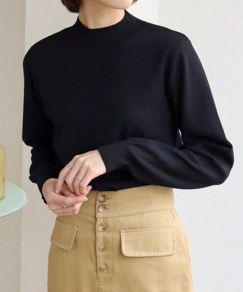 HER CLOSET（ハークローゼット）の「【shemoshelly】WEB限定プチハイネックベーシックニットプルオーバー（ニット/セーター・レディース・ブラック/ダークグリーン/ブラウン/ブルー/アイボリー/グレイッシュベージュ・M）」の13枚目の写真