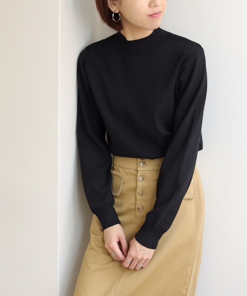 HER CLOSET（ハークローゼット）の「【shemoshelly】WEB限定プチハイネックベーシックニットプルオーバー（ニット/セーター・レディース・ブラック/ダークグリーン/ブラウン/ブルー/アイボリー/グレイッシュベージュ・M）」の7枚目の写真