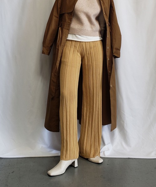 me+em select（ミームセレクト）の「クロシェプリーツニットワイドパンツ【裏地付き】（その他パンツ・レディース・ベージュ/ブラック/オートミール/イエロー/グリーン・FREE）」の22枚目の写真