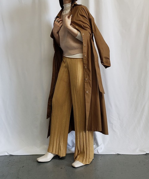 me+em select（ミームセレクト）の「クロシェプリーツニットワイドパンツ【裏地付き】（その他パンツ・レディース・ベージュ/ブラック/オートミール/イエロー/グリーン・FREE）」の19枚目の写真