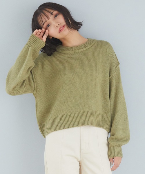 Honeys（ハニーズ）の「アウトシームトップス（ニット/セーター・レディース・アイボリー/パープル/ブラック/オリーブ/ベージュ・L/S/M）」の4枚目の写真