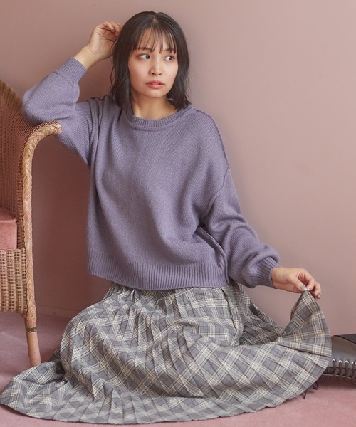 Honeys（ハニーズ）の「アウトシームトップス（ニット/セーター・レディース・アイボリー/パープル/ブラック/オリーブ/ベージュ・L/S/M）」の14枚目の写真